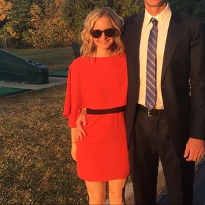 Alice + Olivia | Cairo Caped Sheath Dress | Poppy & Black | Size 0